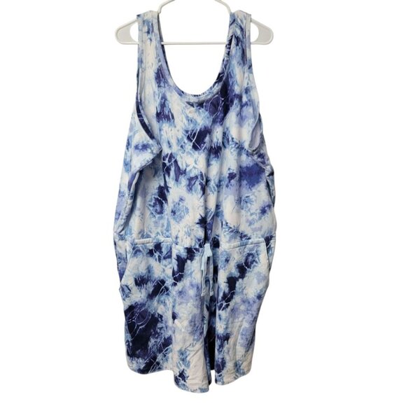 Old Navy Romper Thick Sleeveless Tank Shorts Womens Plus 4X Blue Tie Dye Romper - Picture 6 of 6